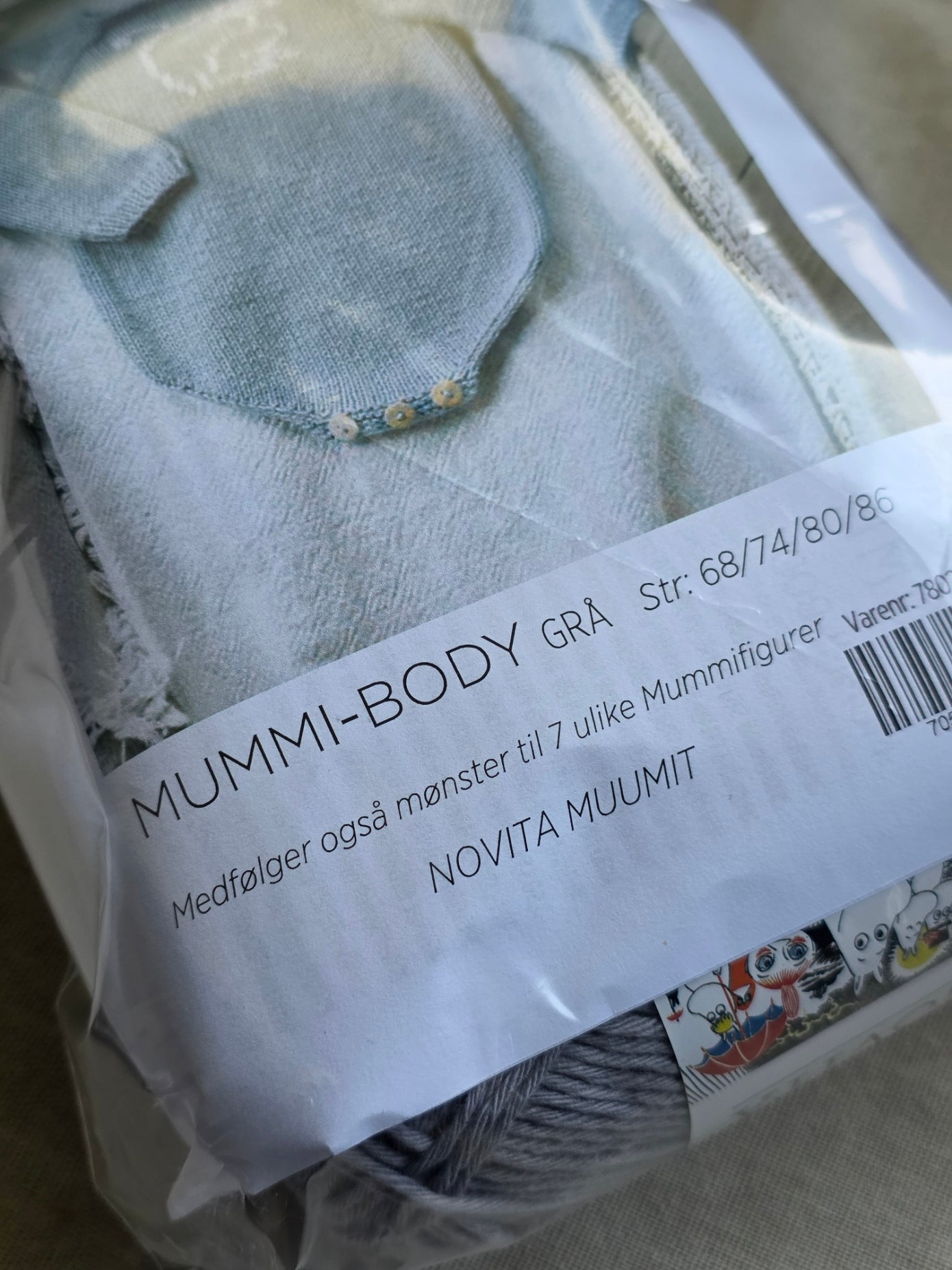 (NYHET) Garnpakke - Mummi body grå (Str 68/74/80/86)