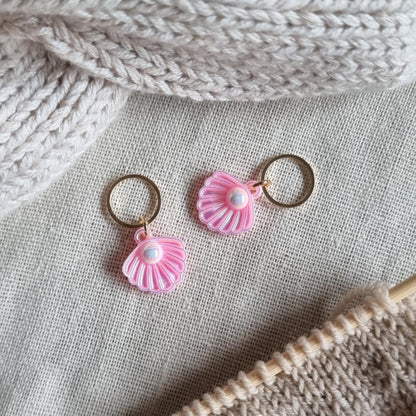 Rosa skjell med perle - Maskemarkør