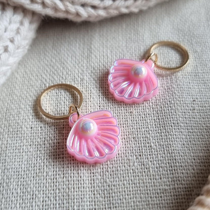 Rosa skjell med perle - Maskemarkør